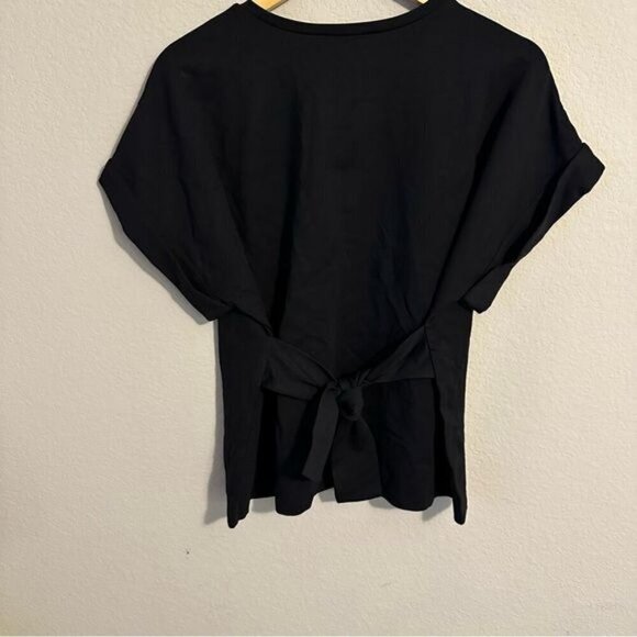 Express Black Crew Neck Tie Waist Gramercy Tee Size Medium - Picture 3 of 12